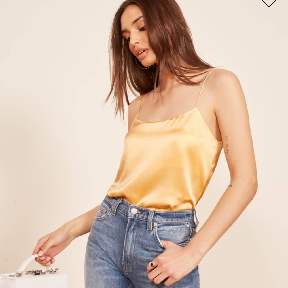 Reformation Satin Butter Yellow Cami Tank